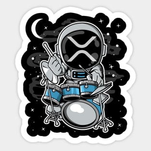 Astronaut Drummer Ripple XRP Coin To The Moon Crypto Token Cryptocurrency Blockchain Wallet Birthday Gift For Men Women Kids Sticker